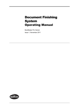 Watkiss BookMaster Pro Document Finishing System Operating Manual
