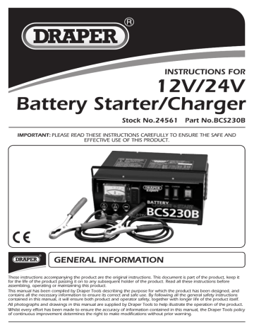 Draper 11964 23A - Caricabatterie 12/24V Per Officina E Casa