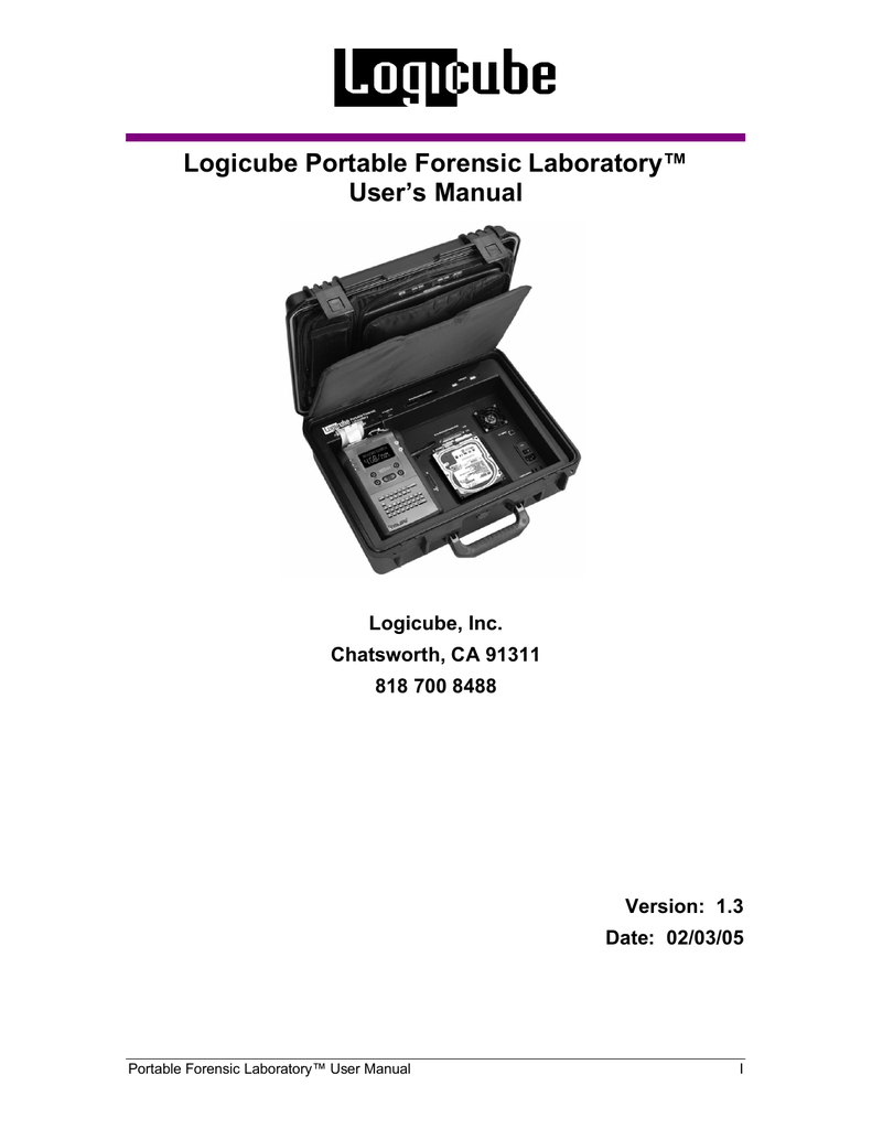 Logicube Portable Forensic Laboratory™ User`s Manual Manualzz