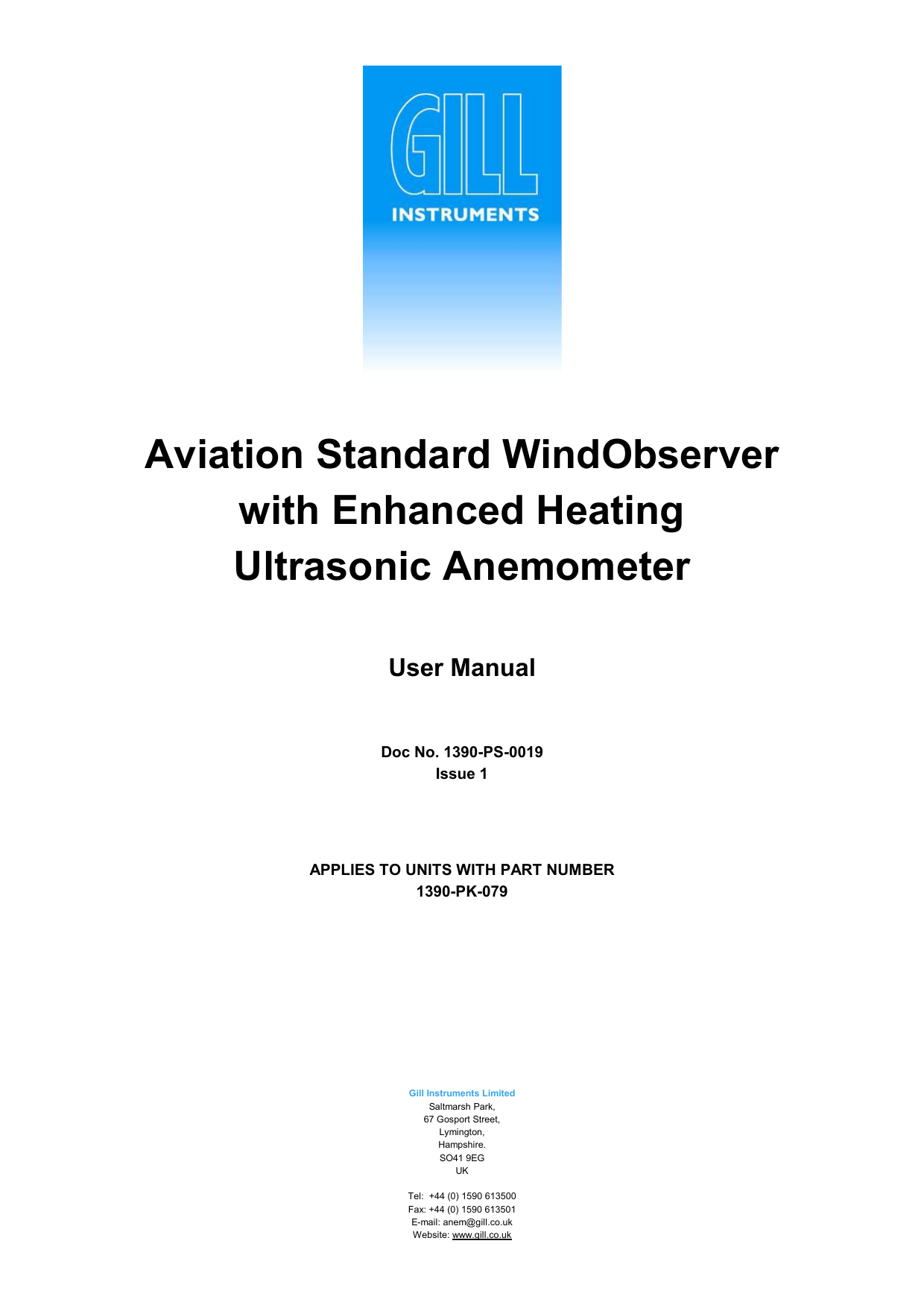 Gill Aviation Standard WindObserver Anemometer User Manual Manualzz