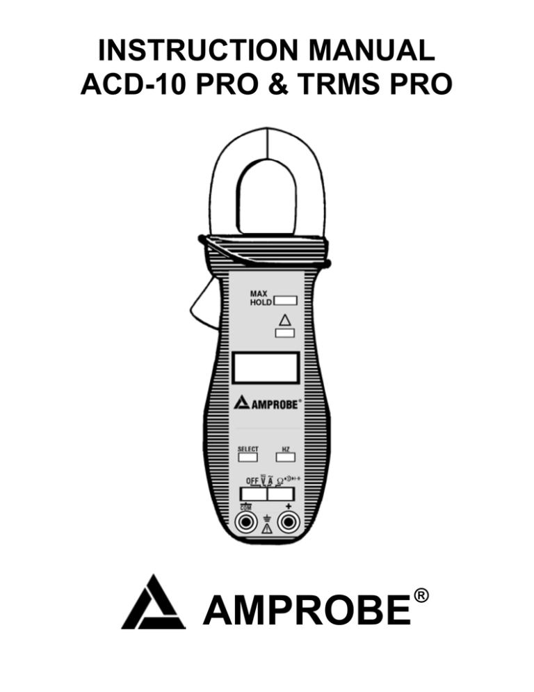 Amprobe ACD10Pro & ACD10TRMSPro Clamp Meters User manual Manualzz