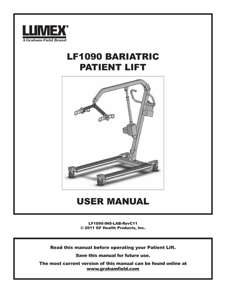 LF1090 BARIATRIC PATIENT LIFT USER MANUAL Manualzz