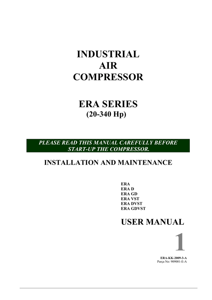 User Manual For Screw Compressors | Manualzz