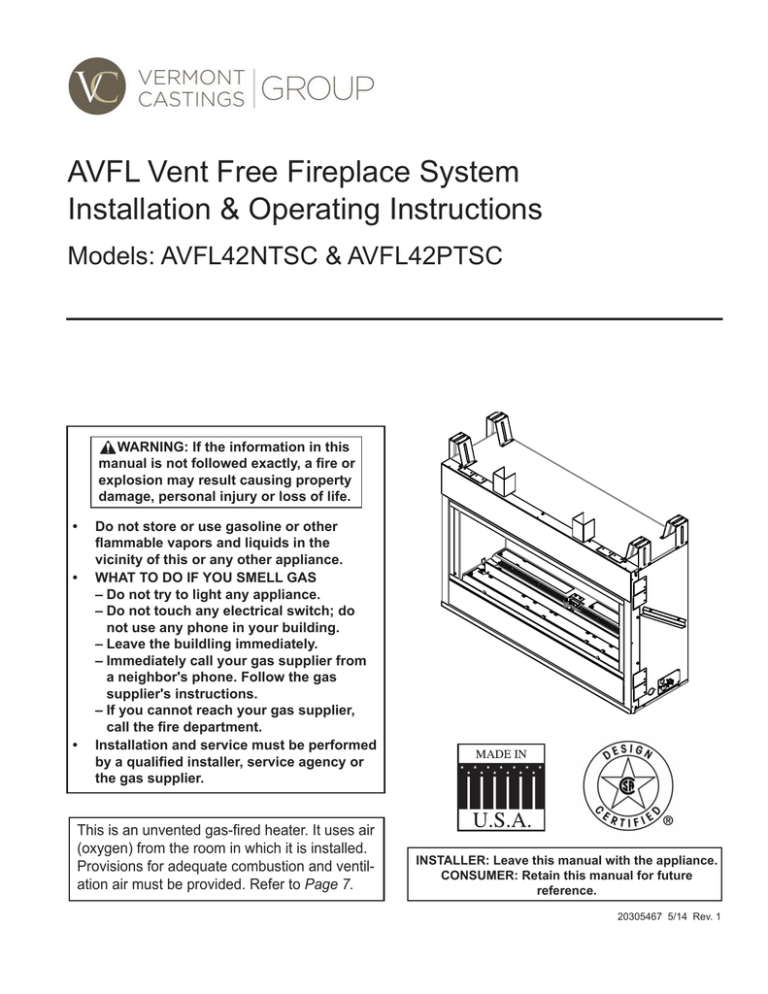MONESSEN Artisan Vent Free Gas Fireplace Owner's manual Manualzz