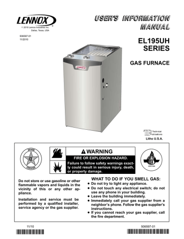 Lennox EL195 Gas Furnace Manual | Manualzz