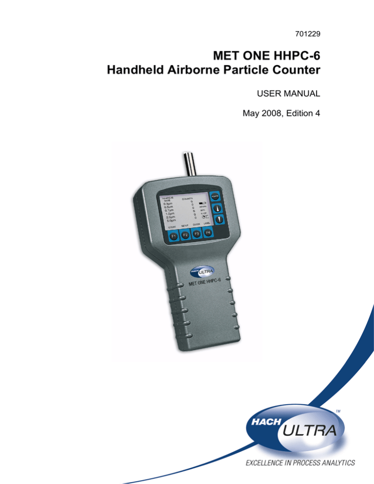 MET ONE HHPC6 Handheld Airborne Particle Counter Manualzz