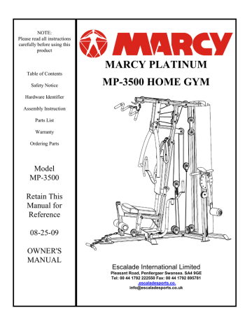 MARCY PLATINUM MP 3500 HOME GYM Manualzz