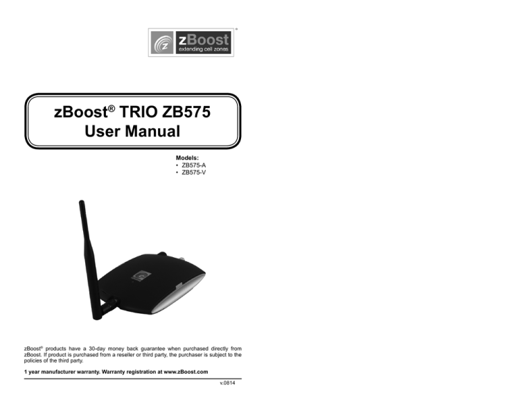 zBoost® TRIO ZB575 User Manual | Manualzz