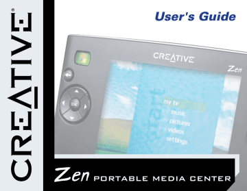 Creative Zen Portable Media Center User's Guide | Manualzz
