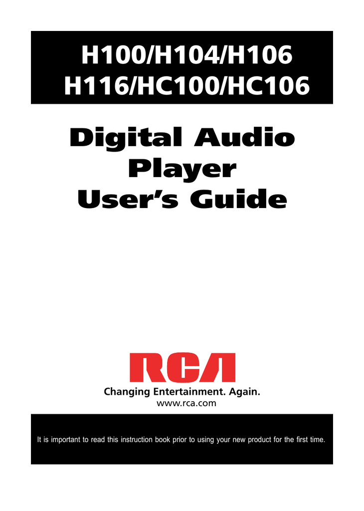RCA H100 LYRA 4 GB Hard Drive Lyra Audio Player User manual Manualzz