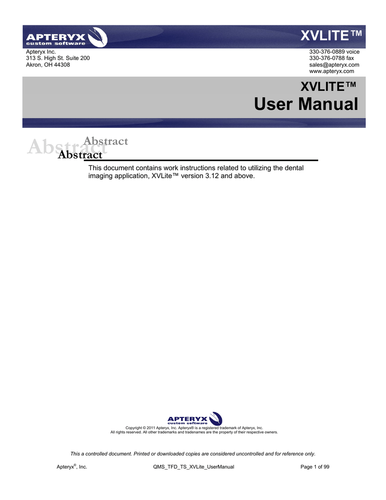 XVLite User Manual Manualzz