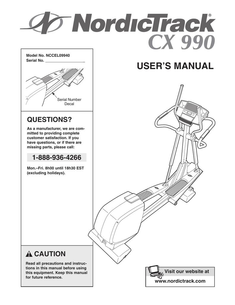 Nordictrack cx best sale 925 elliptical manual