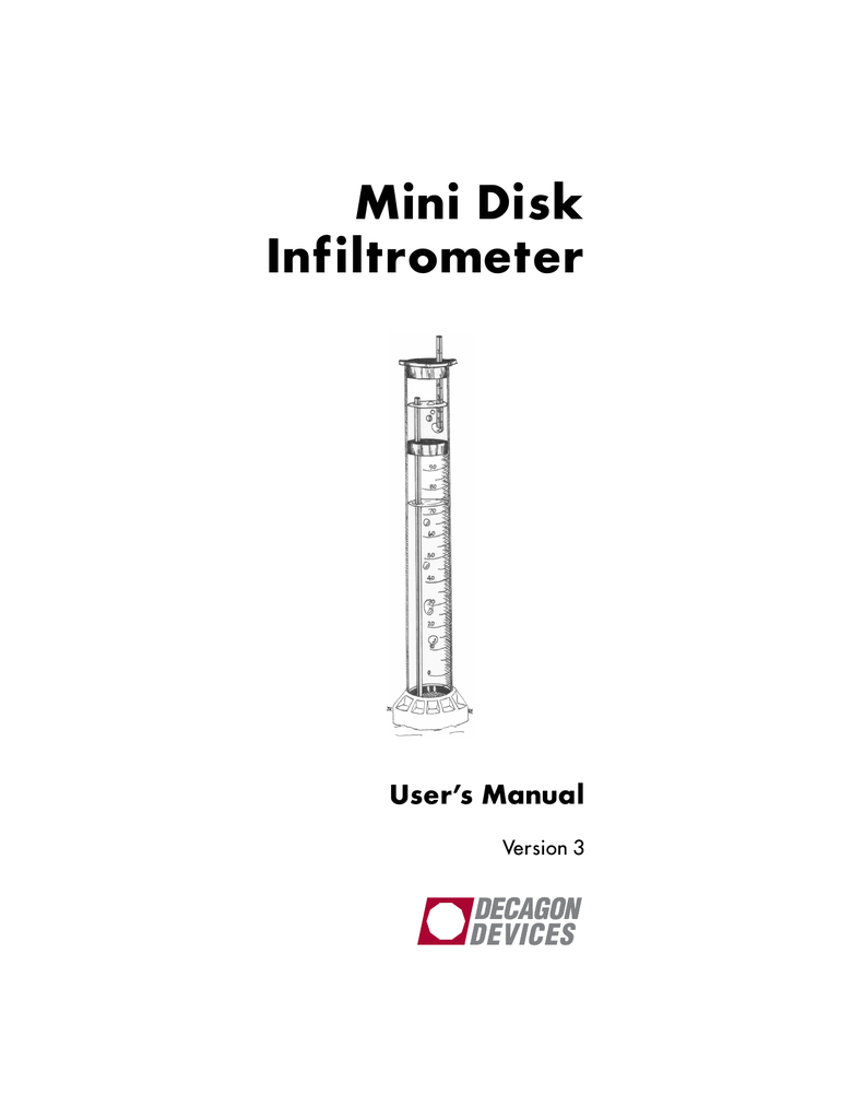 Mini Disk Infiltrometer User`s Manual Manualzz