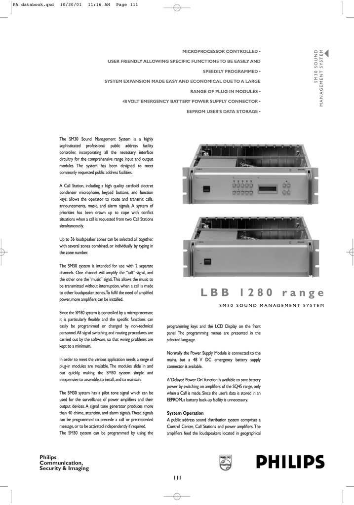 Sm30 System Datasheet Bosch Public Address Systems Manualzz