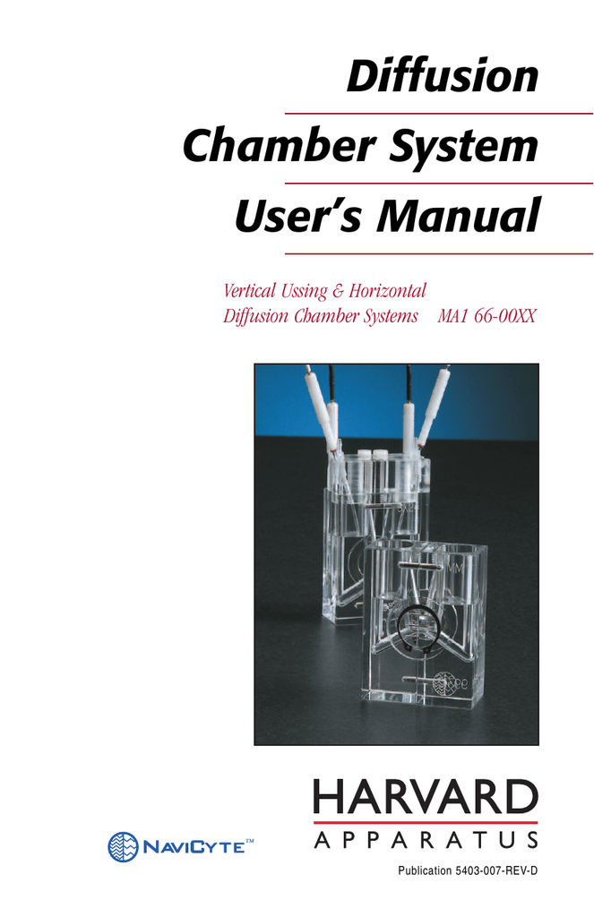 Diffusion Chamber System User`s Manual Manualzz