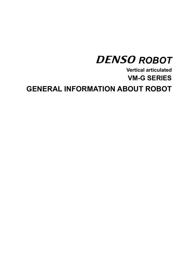 VM-G SERIES GENERAL INFORMATION ABOUT ROBOT | Manualzz