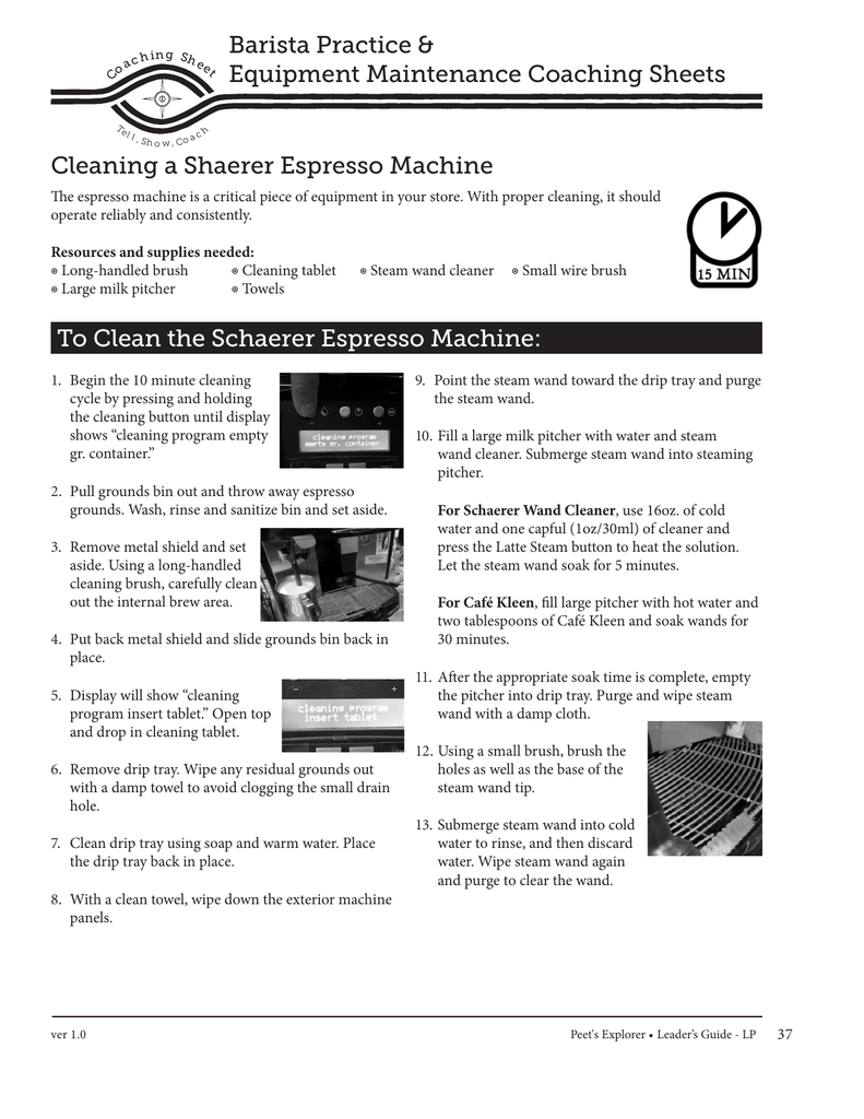 To Clean The Schaerer Espresso Machine Cleaning Manualzz