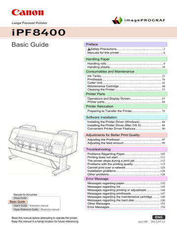 Canon Imageprograf Ipf8400 Printer Guide Manualzz