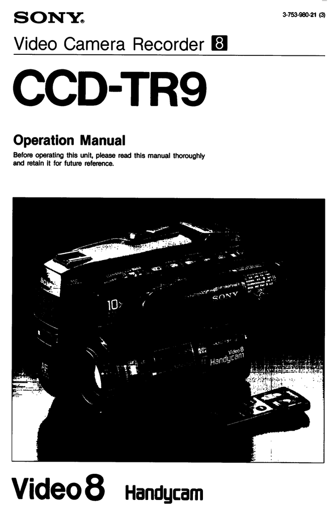 Sony Ccd Tr9 Instructions Manualzz