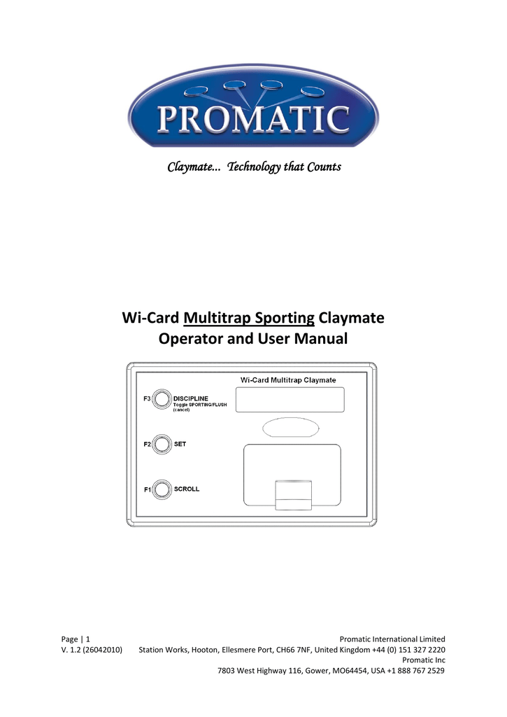 Wi Card Multitrap Sporting Claymate Operator And User Manual Manualzz