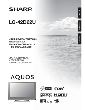 Sharp LC-42D62U Flat Panel Television Operation Manual | Manualzz