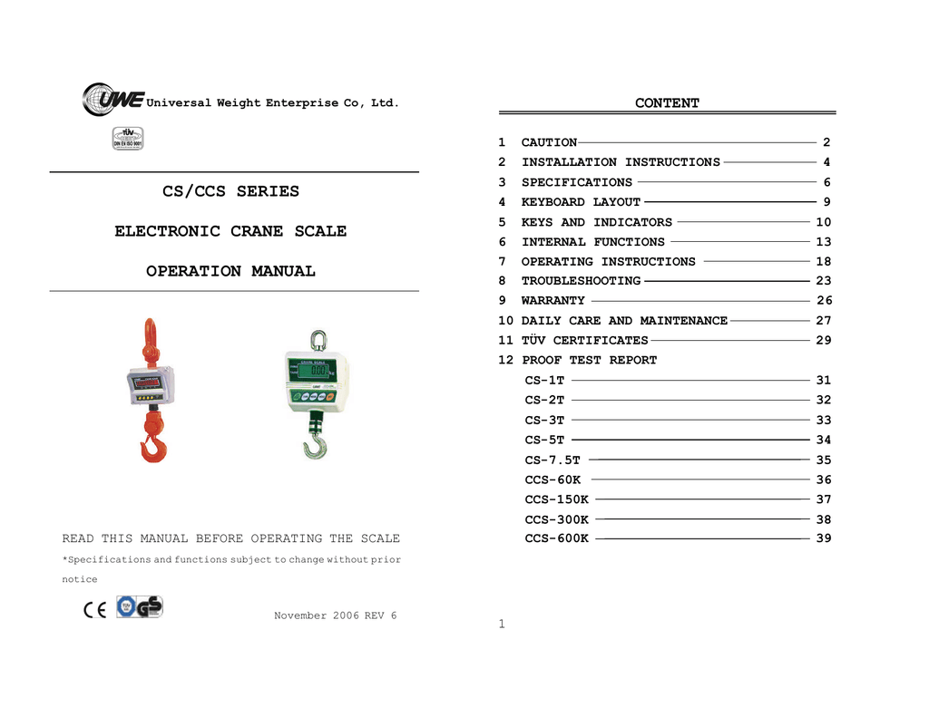 cs/ccs series electronic crane scale operation manual Manualzz