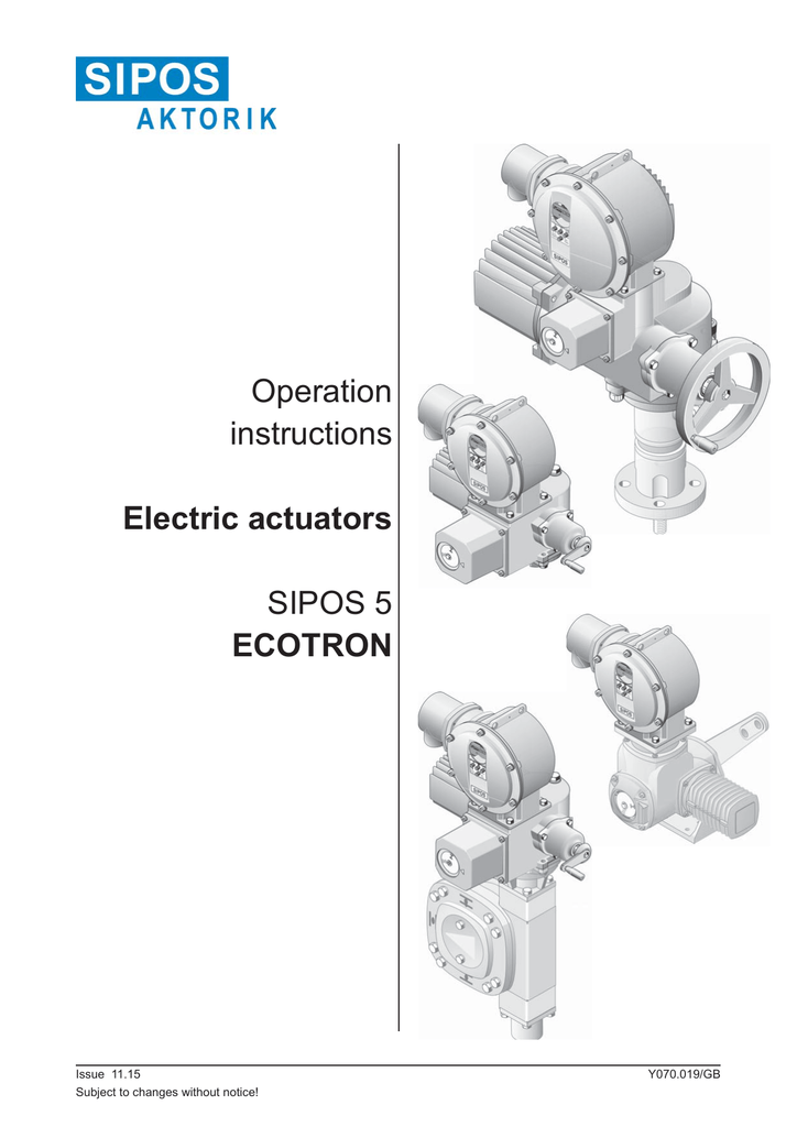 Operation instructions Electric actuators SIPOS 5 ECOTRON Manualzz