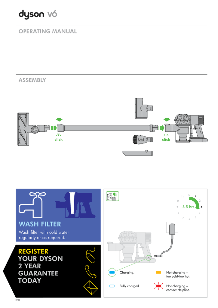 wash filter register your dyson 2 year guarantee today Manualzz