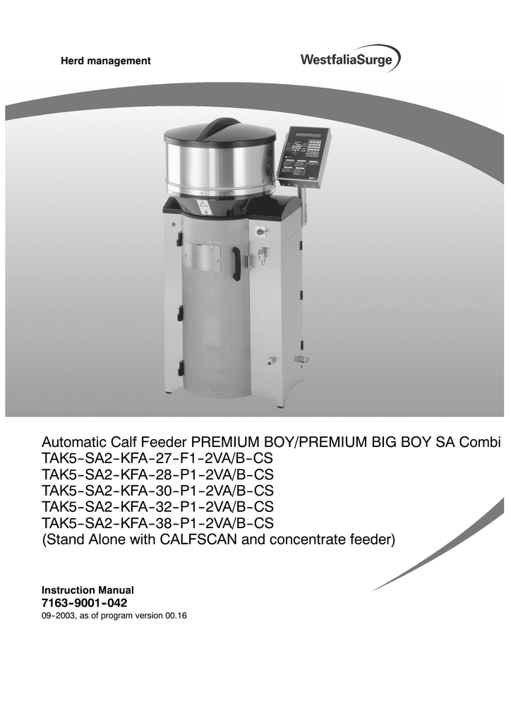 7163 9001 042 Calf Feeder Premium Stand Alone Combi Manualzz