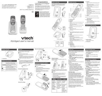 VTech CS6114-2 Abridged User Manual | Manualzz