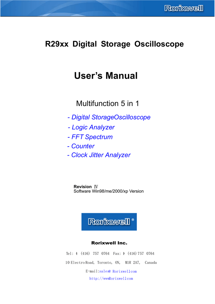 R29xx Series Digital Storage Oscilloscope User Manual Manualzz