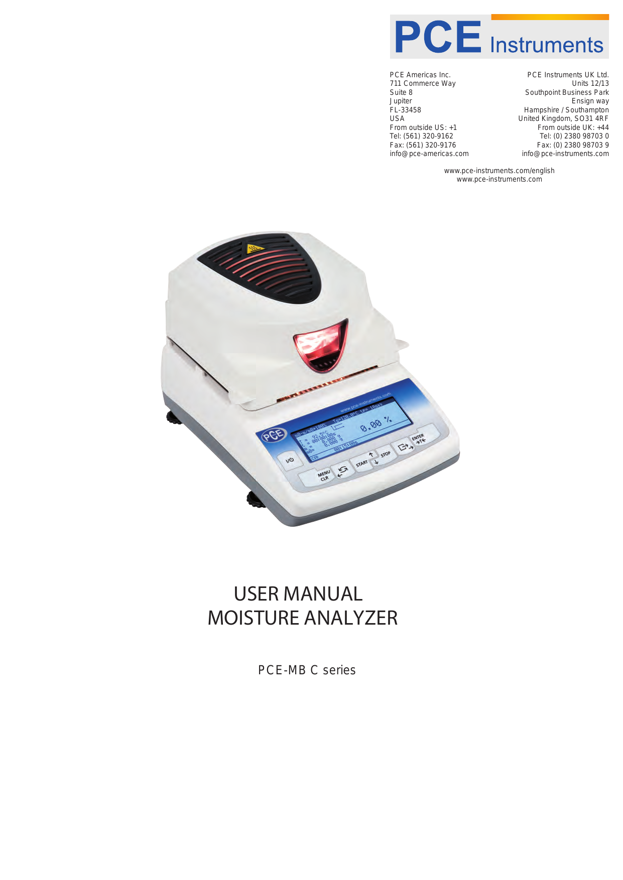 USER MANUAL MOISTURE ANALYZER Manualzz