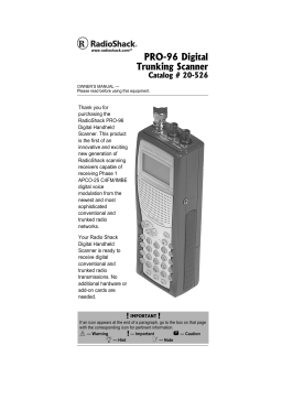 RadioShack PRO-96 Scanner Owner's Manual