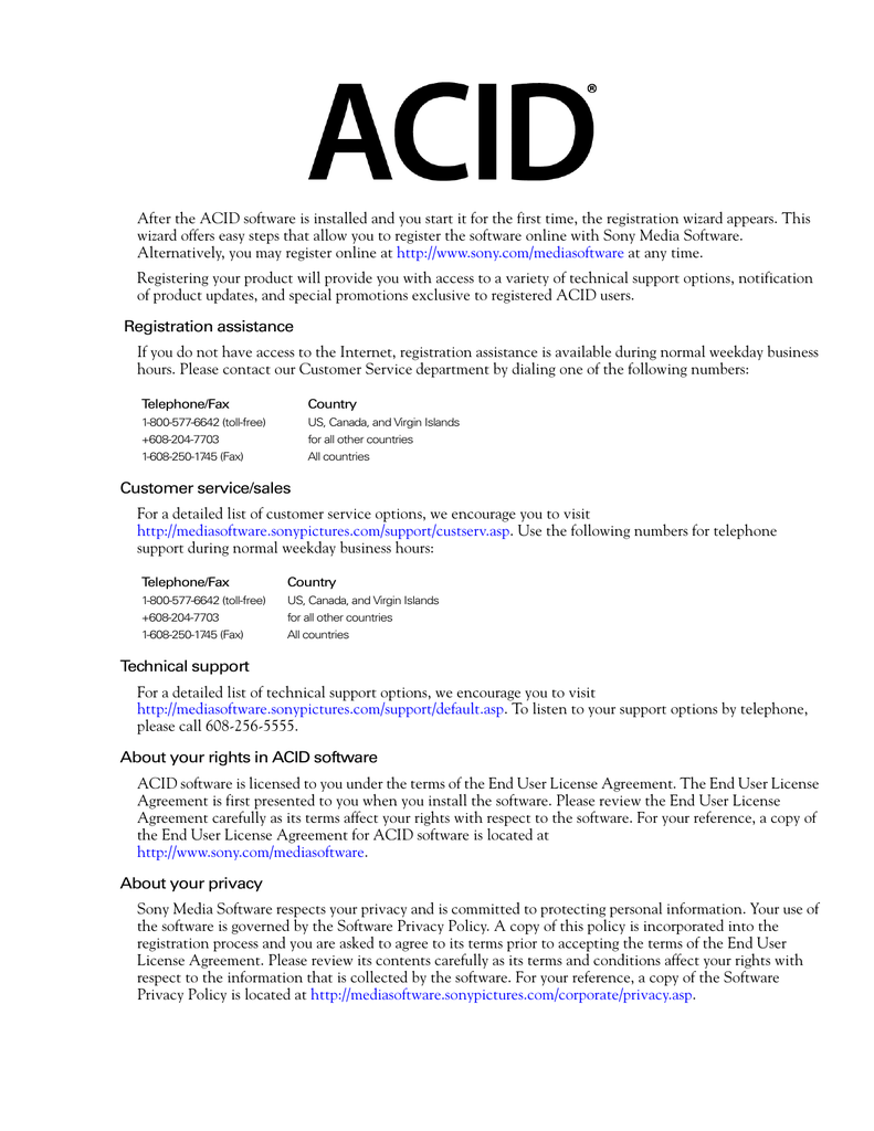 Sony Acid Music Studio 6.0 Quick Start Guide | Manualzz
