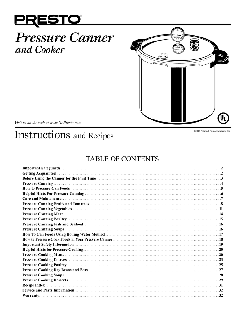 Presto Not Found User manual Pressure Canner and Cooker Manualzz