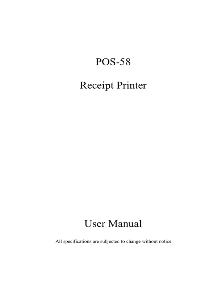 Pos 58 Receipt Printer User Manual Manualzz