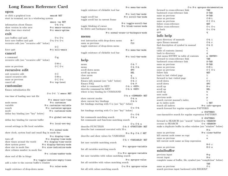 Long Reference Card Pdf Manualzz