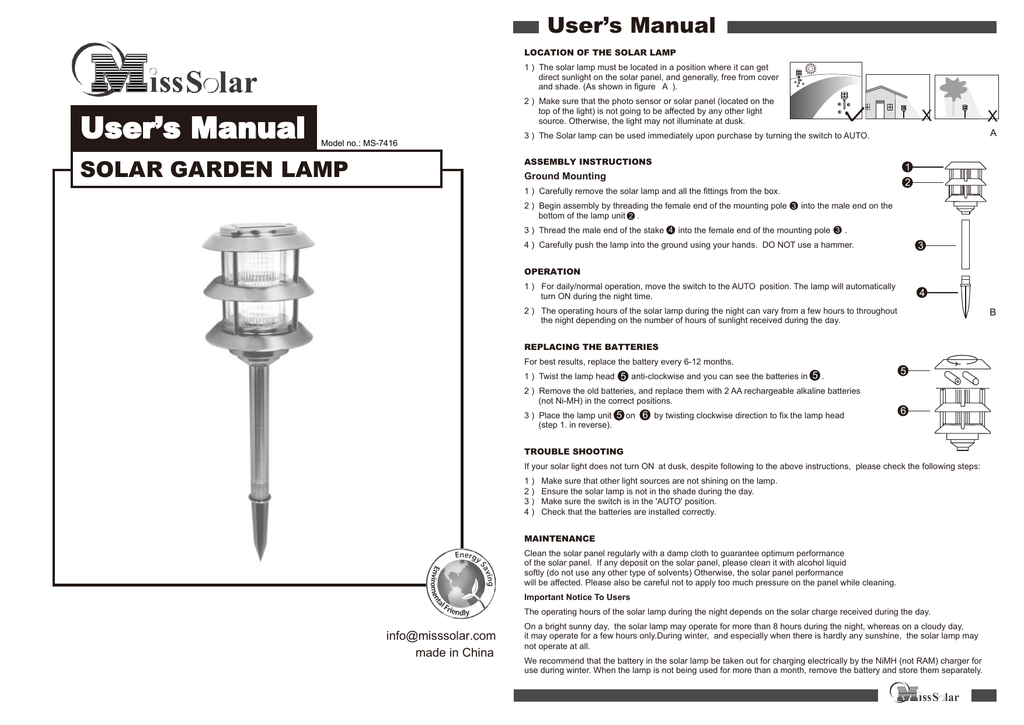 User S Manual Miss Solar Solar Panel Photovoltaic Pv Solar Manualzz