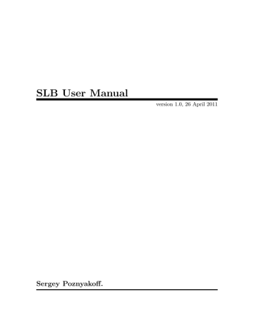 SLB User Manual | Manualzz