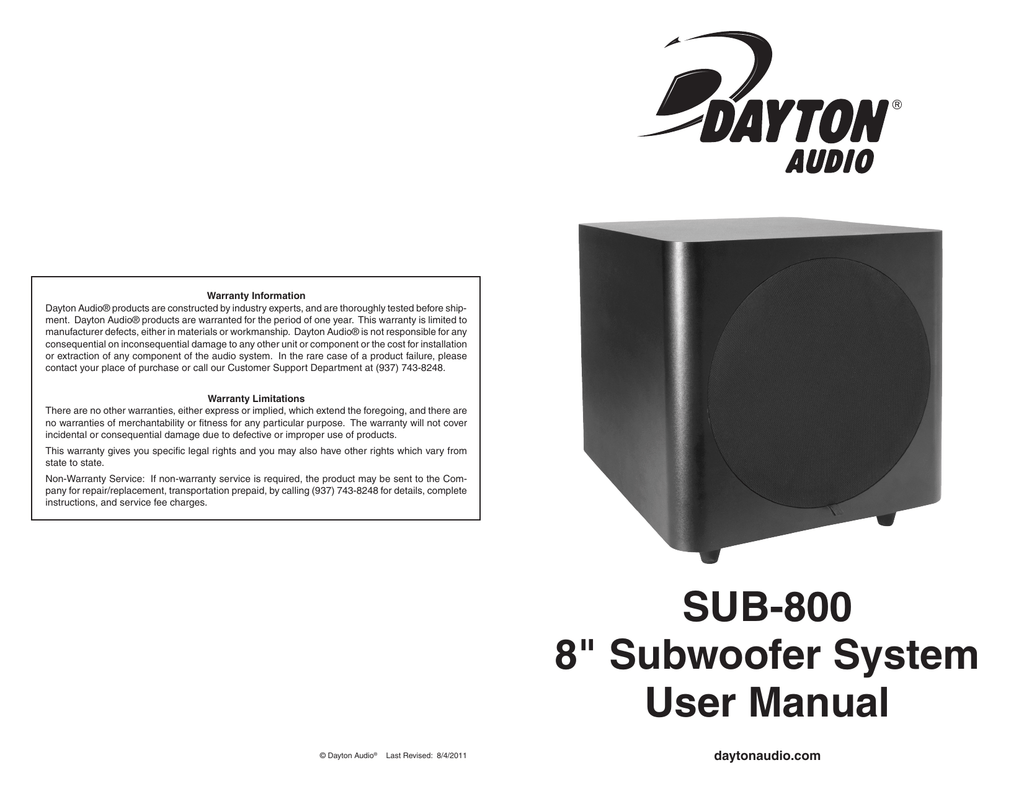 dayton sub 800
