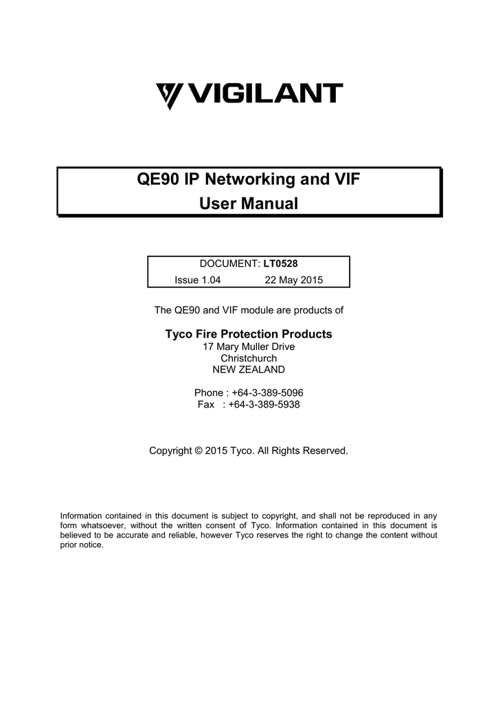 LT0528 QE90 IP Networking & VIF User Manual Manualzz