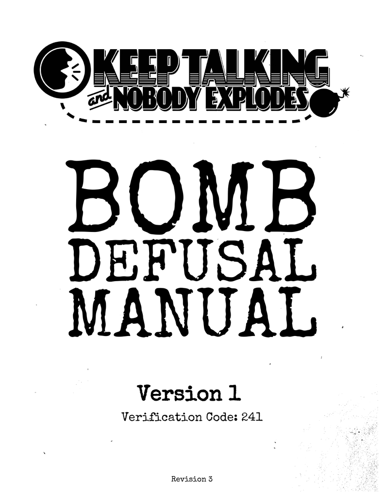 bomb defusal manual keep talking and nobody explodes manual