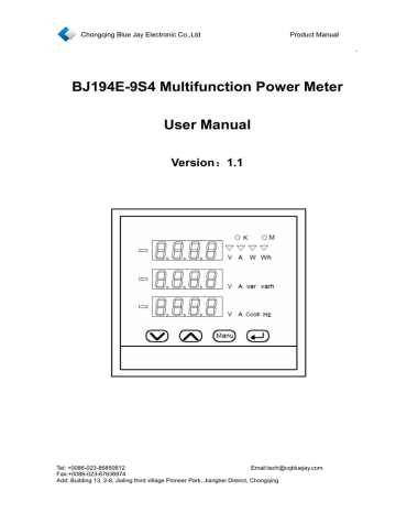BJ194E-9S4 Multifunction Power Meter User Manual | Manualzz