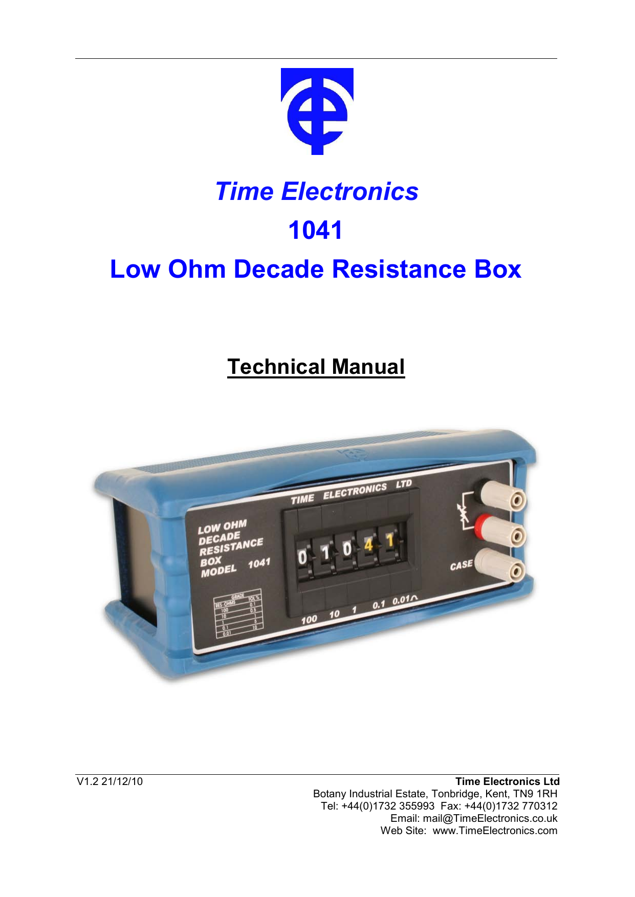 Time Electronics 1041 Low Ohm Decade Resistance Box Manualzz