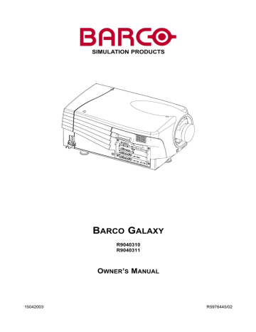 Barco Galaxy Projector Owner's Manual | Manualzz