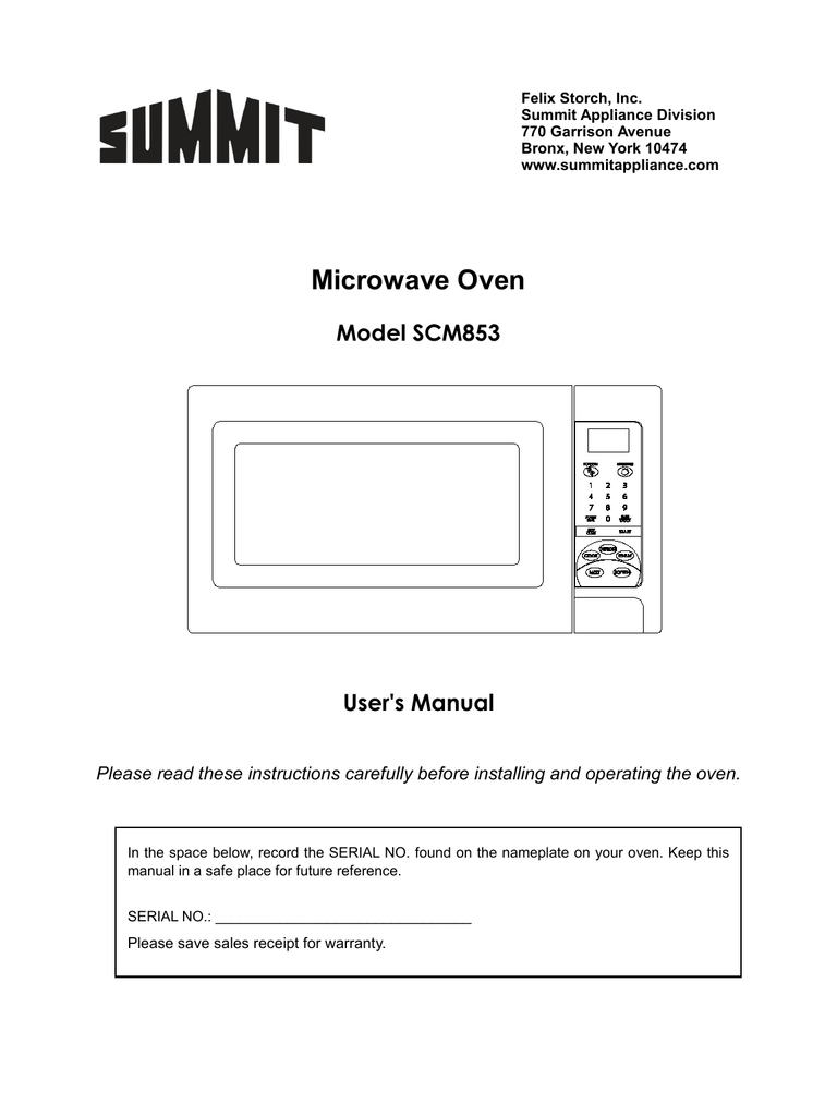 Summit Microwave Oven Manualzz