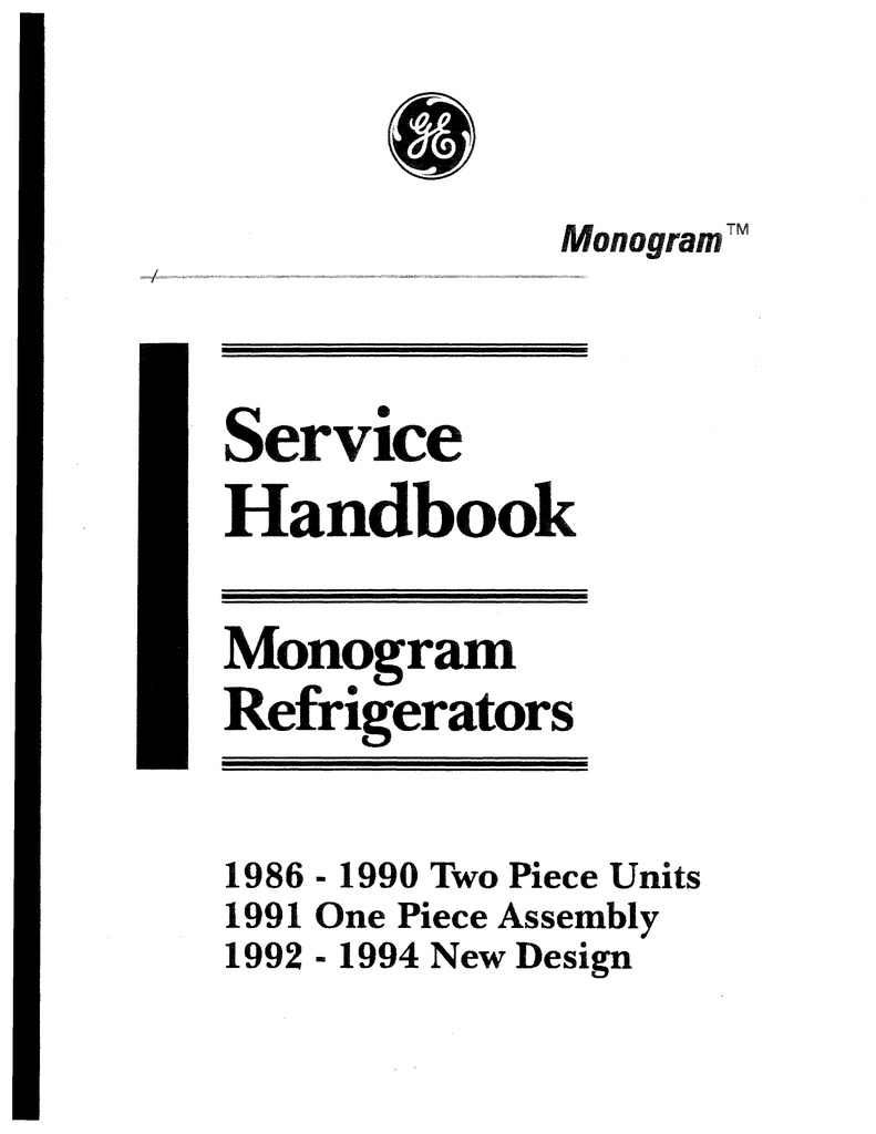 Ge Monogram Refrigerator Service Handbook Manualzz