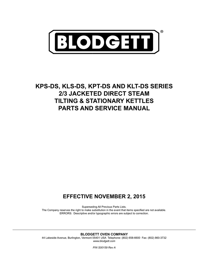 Blodgett Parts List Manualzz