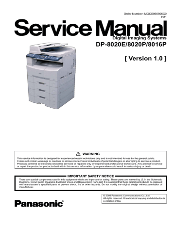 Panasonic DP 8020E Service manual | Manualzz