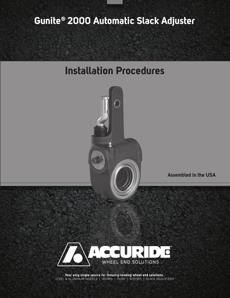 Gunite Slack Adjuster Chart